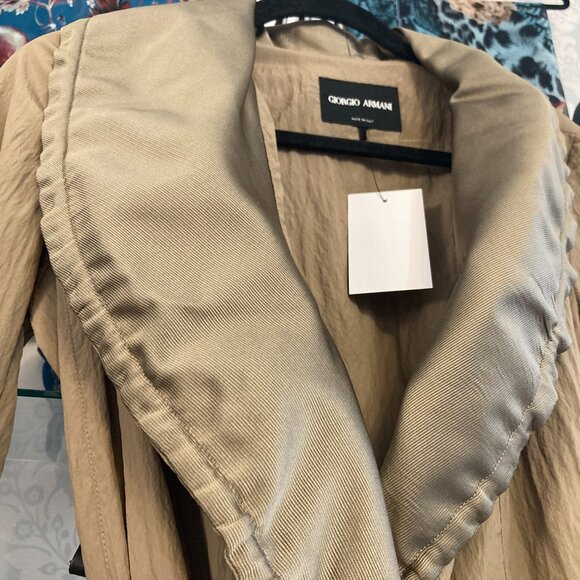 Giorgio Armani Beige / Tan Shawl Collar Tie Waist Jacket - Size M - Picture 3 of 10